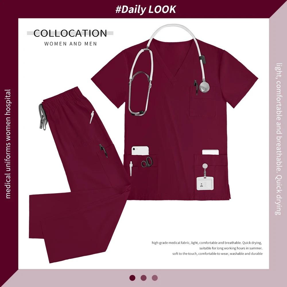 NiaaHinn Anesthetist Nursing Uniform Suit Unisex Spa Beauty Work Clothes Women Scrub Set Pet Clinic Medical Doctor Work Clothing