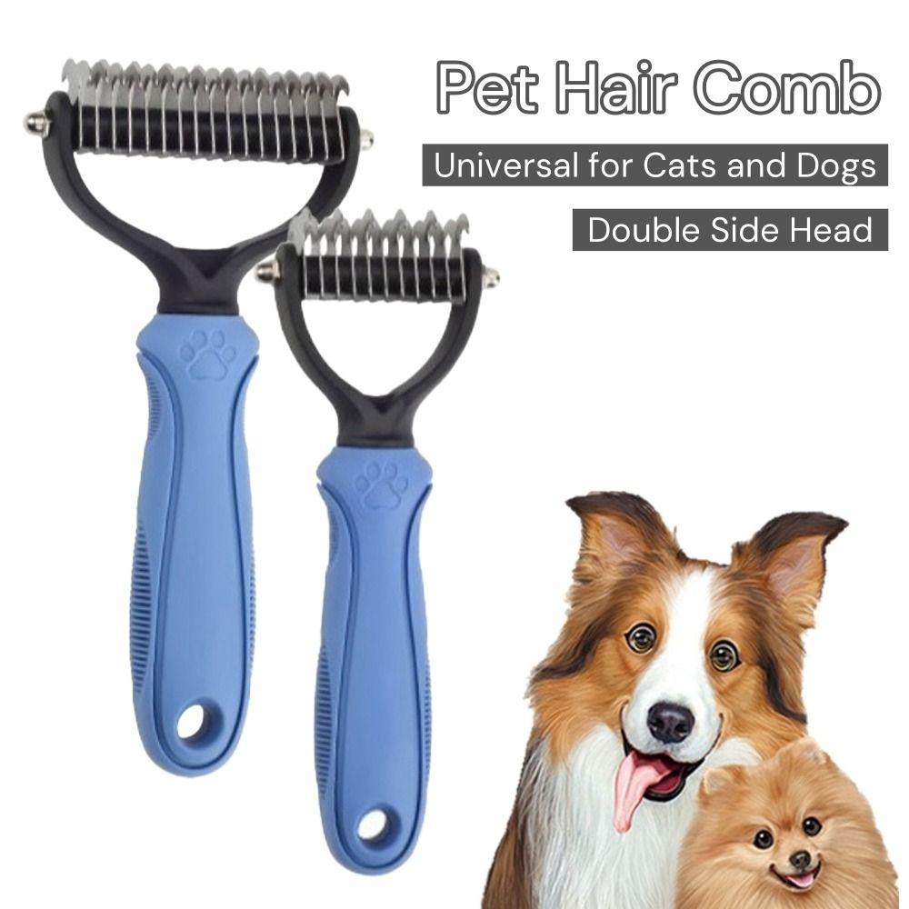 Anti Slip Handle Dog Fur Remover 2 Sided Pet Grooming Tools Portable Puppy Hair Comb Home Use