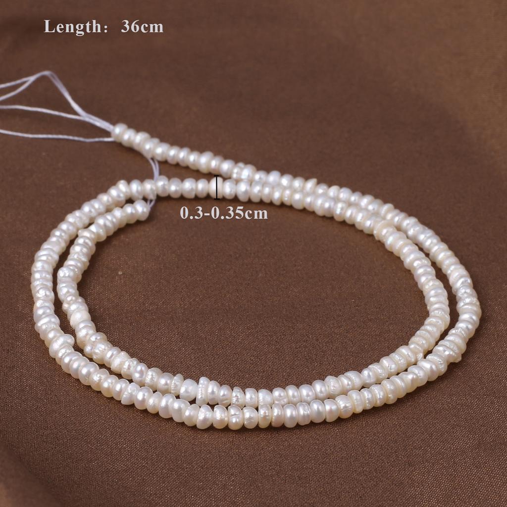 1String, White Natural Freshwater Pearls, Handmade Coin Pearl Beads, 3-3.5 Mm, for DIY Necklace Accessories, Jewelry Making, Women Gift, 36 Cm