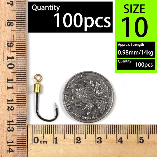 

Bimoo 10 шт. Обертовий рибальський гачок з поворотним високовуглецевою сталлю Sharp Barbed for Bait Lure Гачки для риболовлі на коропа #10