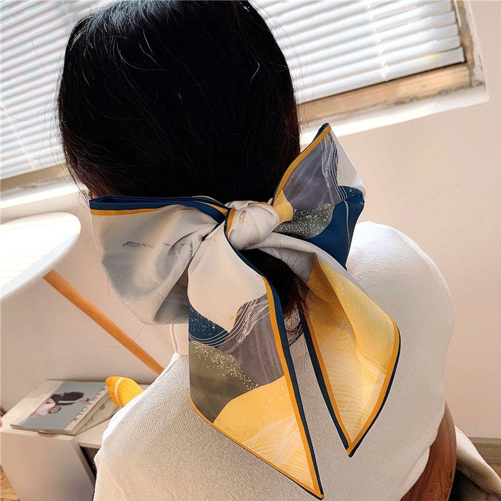 

Suit Scarf Oil Painting Pattern Long Strip Wraps Scarf Headband Silk Neck Scarf Bohemian Scarf