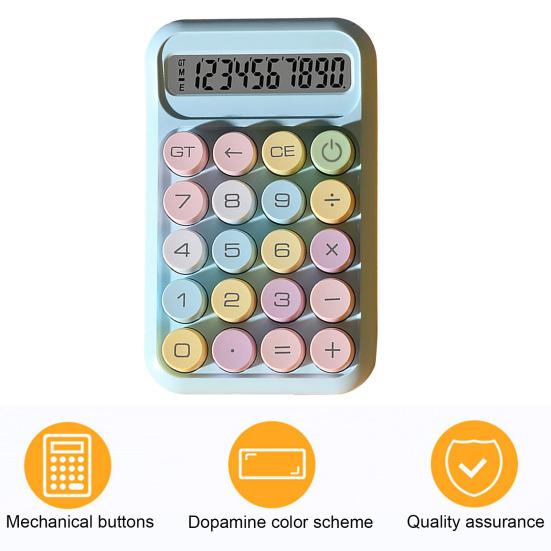 Mechanical Calculator Retro Typewriter Style 10-Digit Calculator with Large LCD Display for School Office