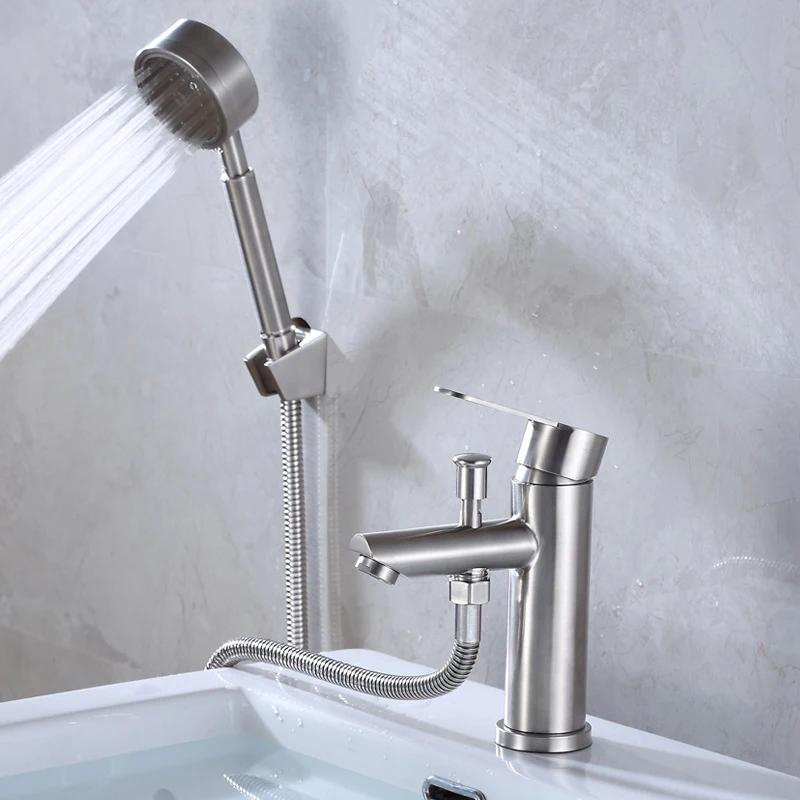 Bathroom Basin Faucet Hot Cold Mixer Tap With Shower Head Shampoo Washbasin Dual-Purpose Bath Faucet Bathroom Accessories