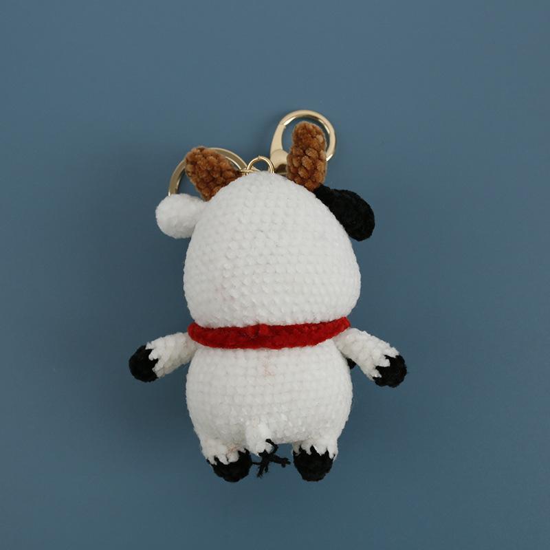 Knitted Crochet Cow Plush Doll Stuffed Animals Toys Baby Children Gifts Plush Pendant Keychain Boys Children Birthday Gift