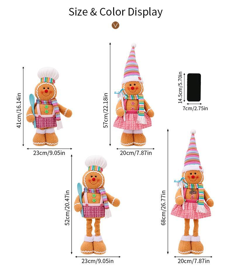 Colorful Telescopic Gingerbread Man Christmas Figurine Ornament