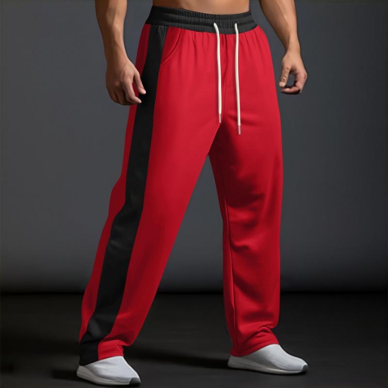Fashion Trousers Men's Trousers Autumn and Winter Splicing Colour Collision Loose Straight Drawstring Casual Trousers Men