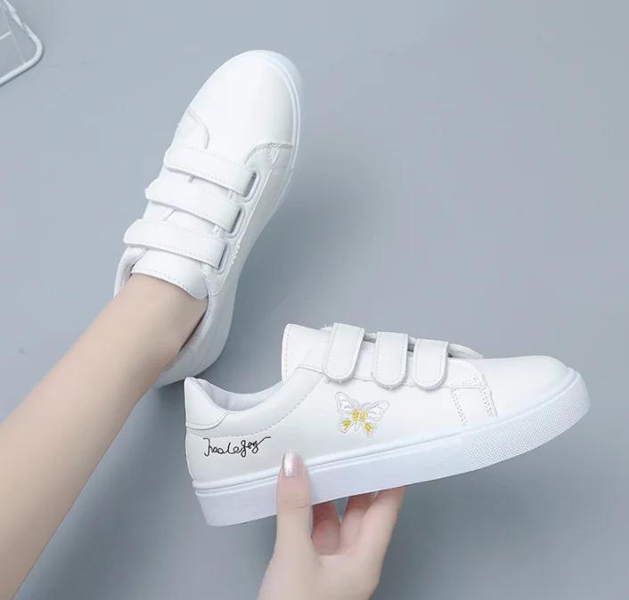 Sko for kvinner Mote Hvit PU-lær Kvinners Sneakers Tenis Feminino Zapatos De Mujer Kvinners Casual Komfort Vulkaniserte Sko