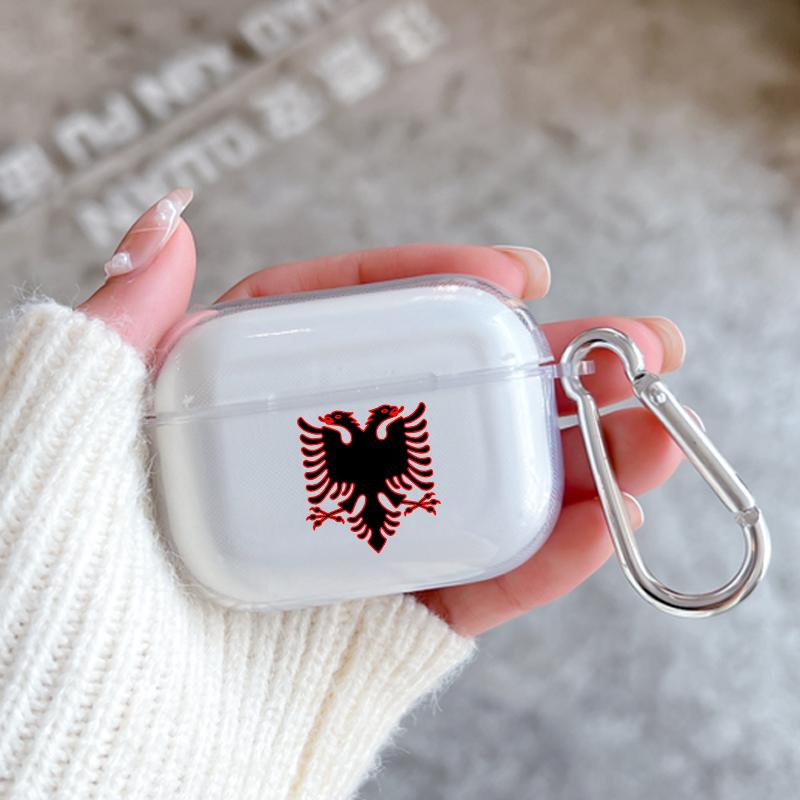 

Мягкий чехол для Apple Airpods 2 1 Чехлы для наушников с крючком Албания Флаг албанцев Для Airpod Pro 3 Pro2 Прозрачные защитные чехлы Airpods 1 2