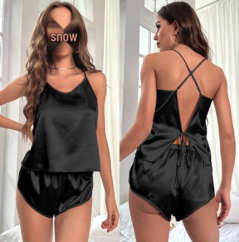 Ice Silk Women's Pajamas: Sexy Spring/Summer Camisole & Shorts Set