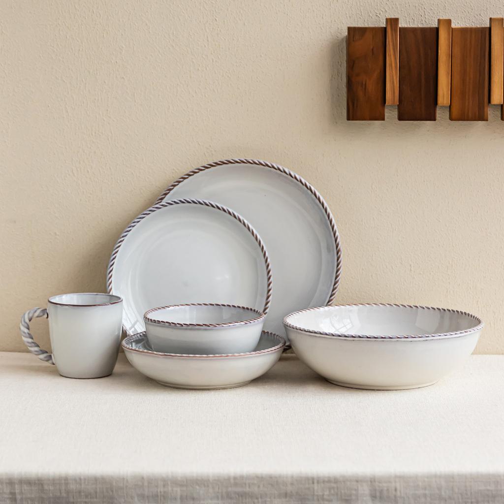 High Value Rope Edge Ceramic Bowl Set Creative Household Niche Tableware Western Food Plate Hotel Plate