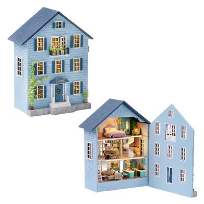 CUTEROOM Wooden Dollhouse Kit Handmade Miniature House DIY Kids Toys for Girls and Boys Gifts with Furniture (D031)