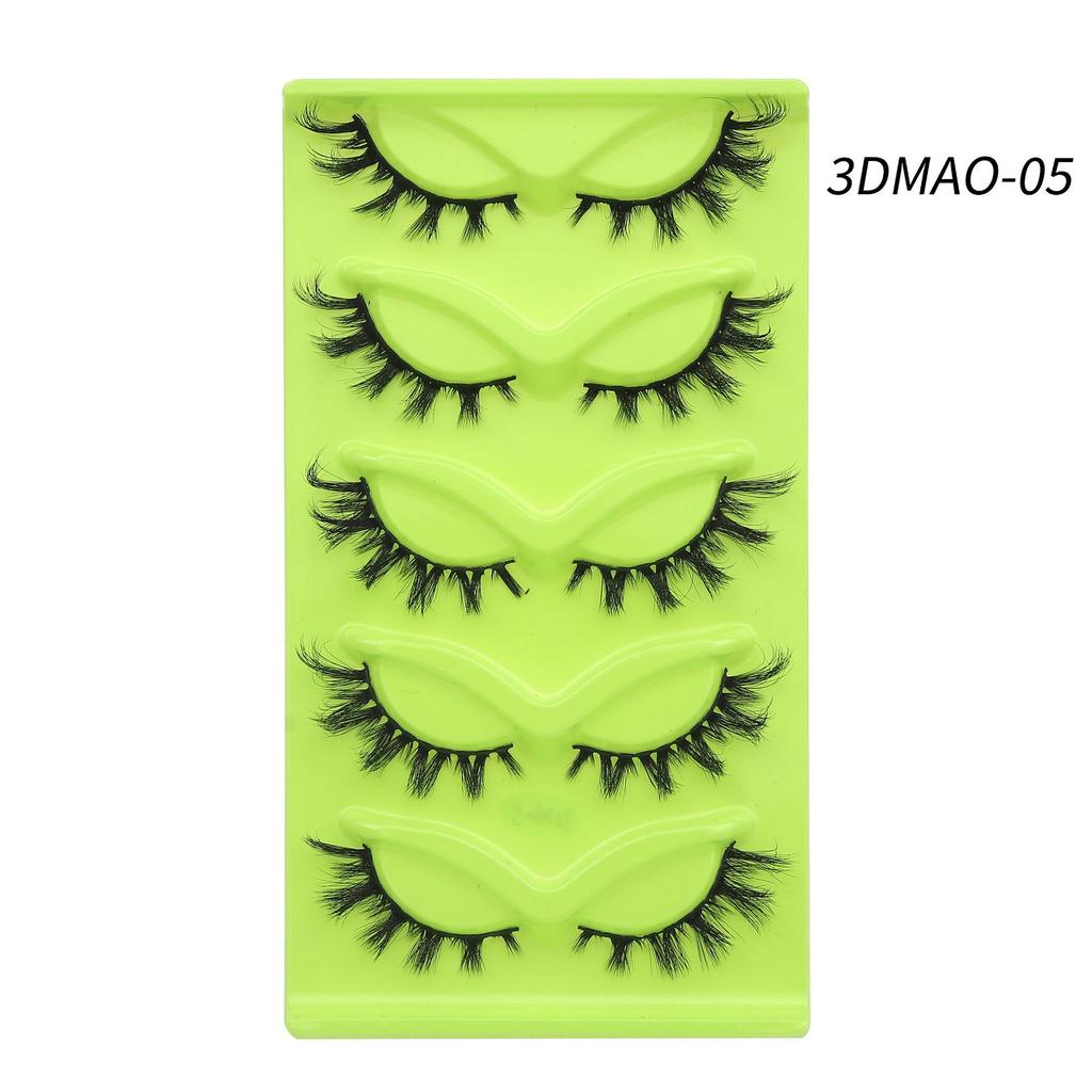 XF 5 Pairs Fox Eye Lashes 3D Silk Fluffy Faux Mink False Cat Eyelashes Custom Packaging Box with Private logo