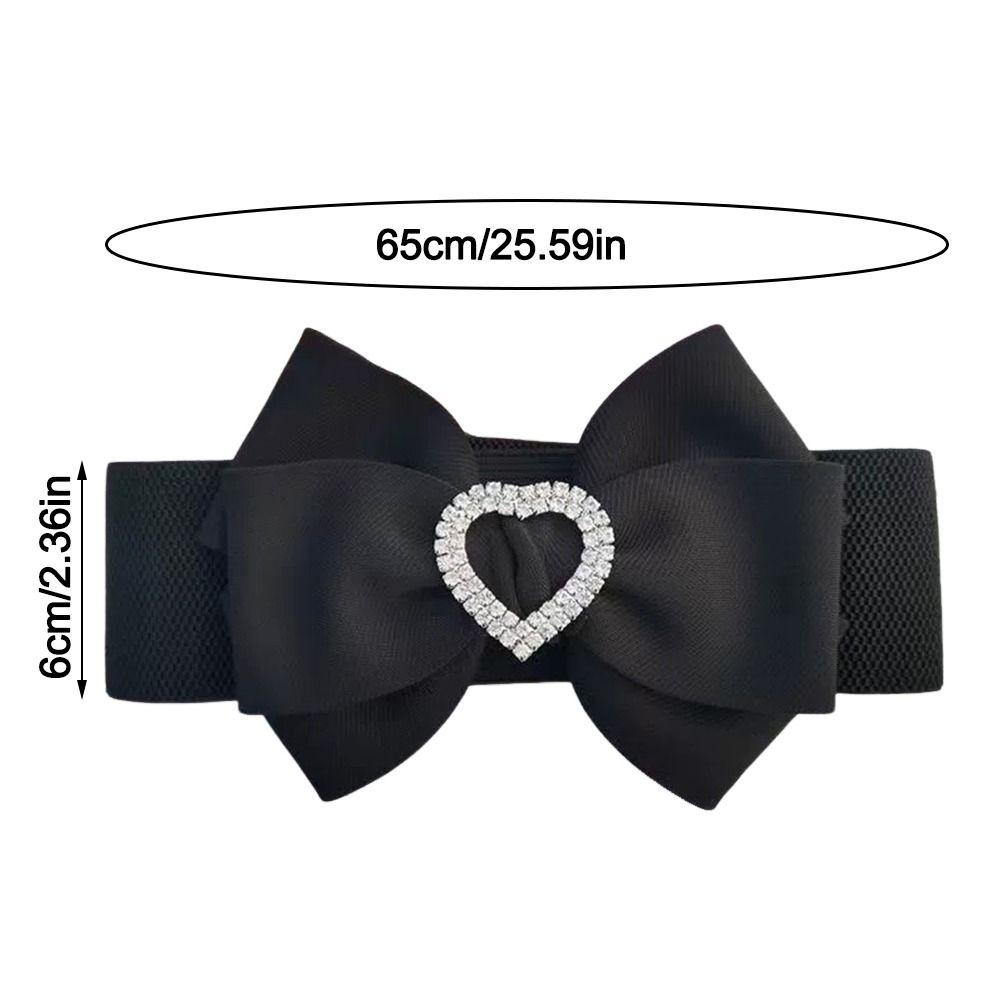 Rhinestone Wide Bow Corset Waist Belt PU Leather Waistband Strap  For Skirts Dress Top Clothes