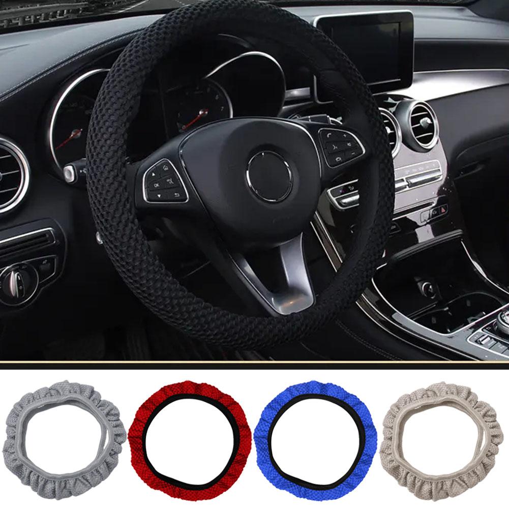 

Sandwich Fabric Steering Wheel Cover Anti Slip Car Universal Wheel Steering Decoration Interior Accessories Protective U9g1