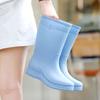 Women Mid-Calf Fashion Waterproof Rain Boots with Jelly Sole, Non-Slip Insulated Rubber Shoes for Outdoor Wear