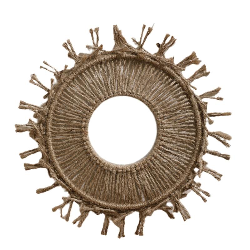 

Настенное зеркало с бахромой из хлопковой веревки макраме и кисточками