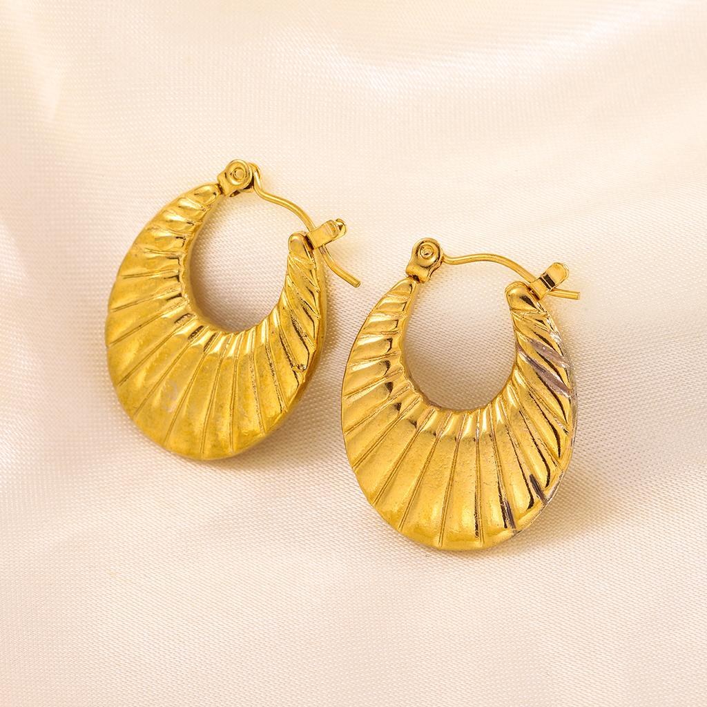 Trending Stainless Steel Chunky Round Earrings For Women 2024 New Gold Color Geometric Ear Hoops Fashion Earrings Jewelry Gift