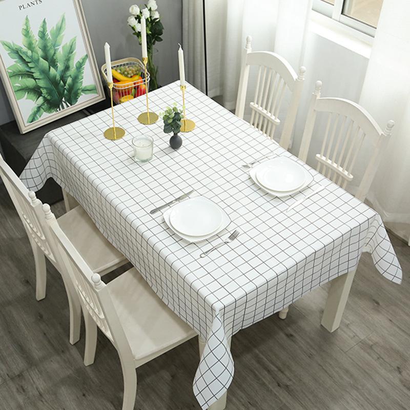 Peva Simple Waterproof And Oil-Proof Home Modern Grid Tablecloth Fruit Anti-Scalding Leave-In Plaid Tablecloth