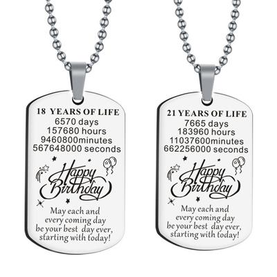 Pendentif en acier inoxydable Joyeux anniversaire 18 21 Que chaque jour à venir soit le meilleur jour de votre vie Porte-clés Bijoux de charme