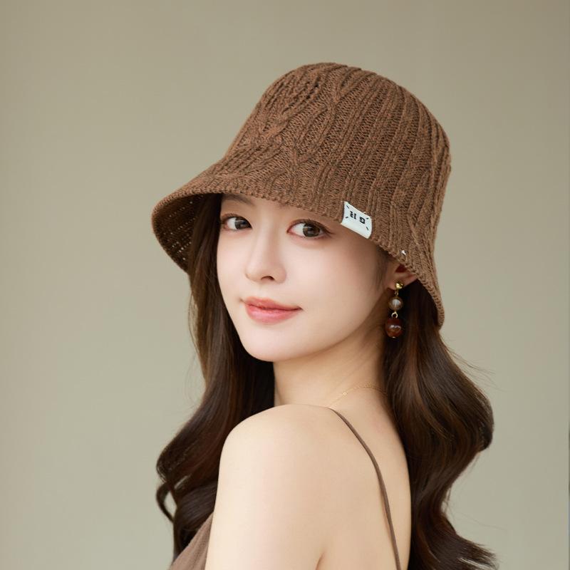 Summer new hollow woven bucket hat women's Japanese big head circumference washbasin hat seaside vacation sun hat
