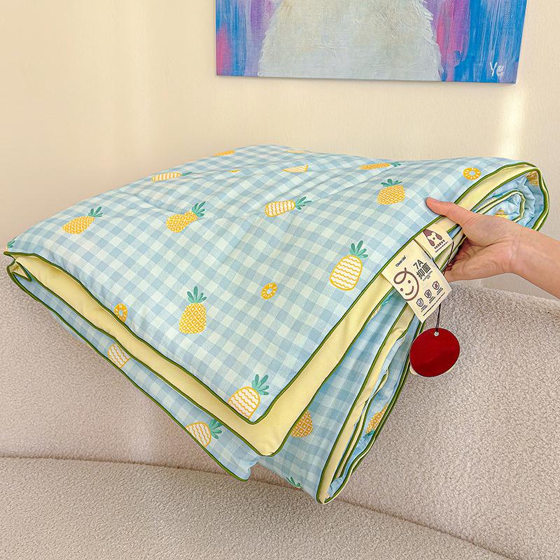Cartoon Printed Wrinkled Yarn Summer Quilts Cozy Single and Double Air-Conditioned Quilt Cooling Breathable Home Soft Bedspread