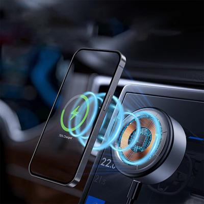Wireless Charging Car Phone Mount Magnetic Adhesive Phone Holder with Display Screen Glass Navigation Dual-Sided Magnetic Phone Stand