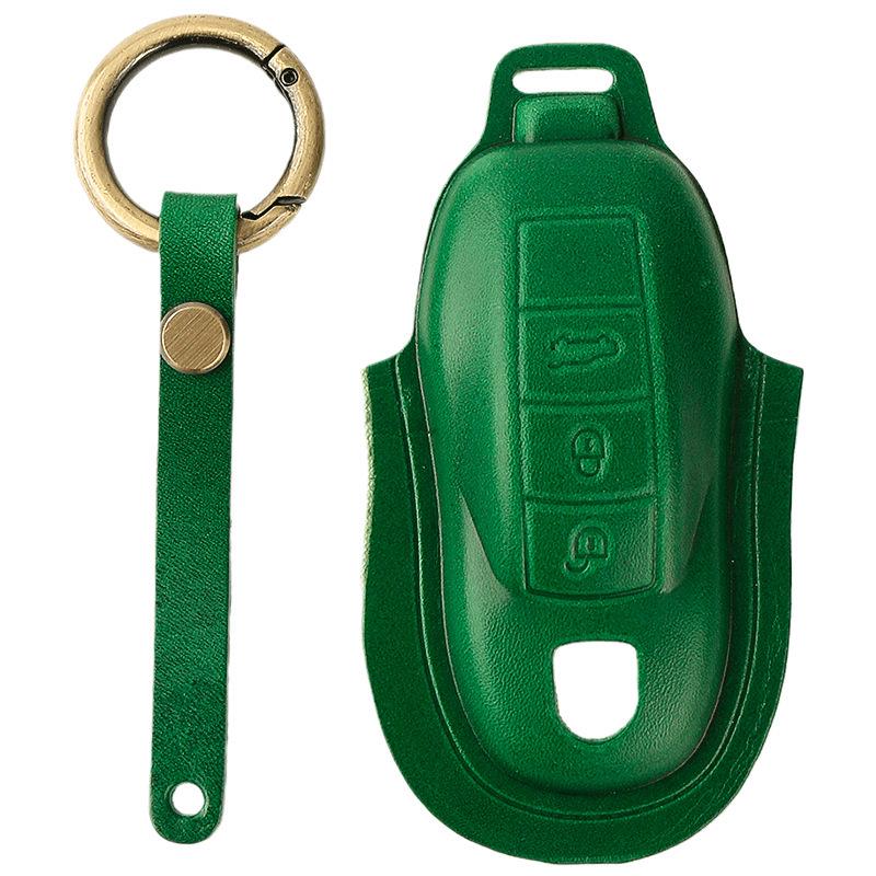 Genuine Leather Key Cover for Porsche Macan, Cayenne, 911, Panamera - Cowhide Shell with Buckle
