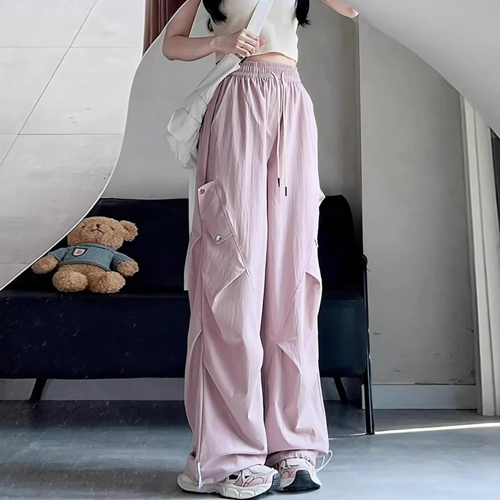 Women's XS Off-White Quick-Dry High-Waisted Wide-Leg Cargo Pants - Petite, Summer 8-Point Style