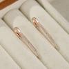 Chic Paperclip Shape Copper Zircon Earrings High-end Korean Style For Women