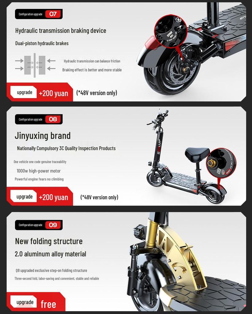 Hirop Adult Folding Electric Scooter, 10-Inch Aluminum Alloy, Two-Wheel Ride-On