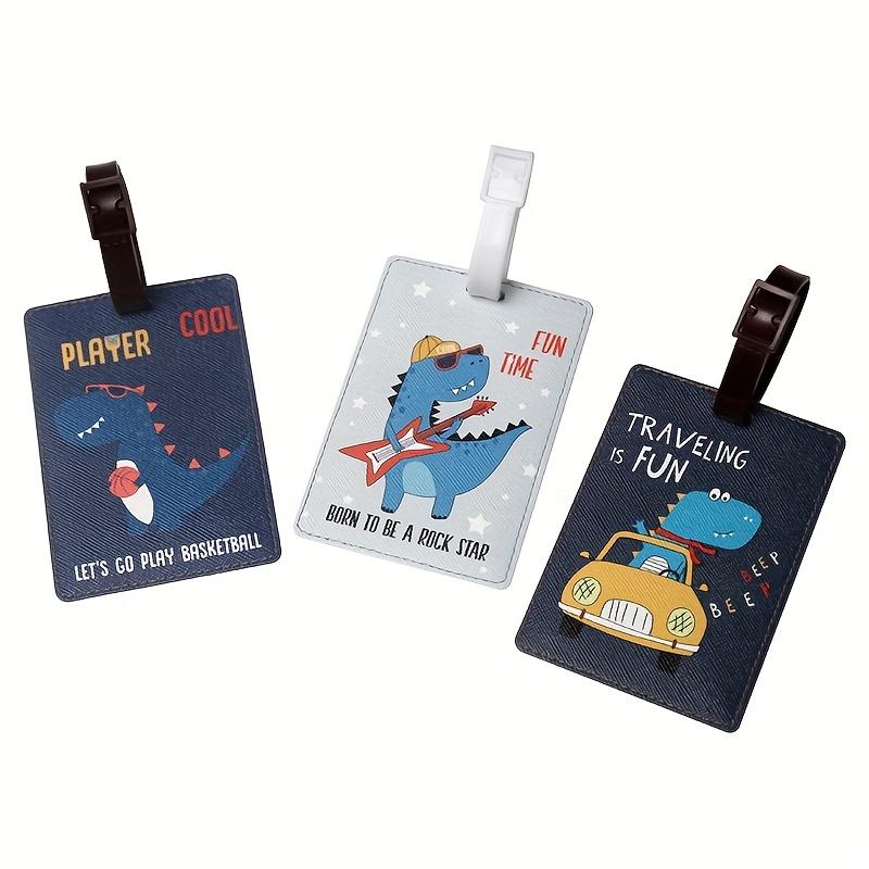 1pc Cartoon Dinosaur Luggage Tag – Cute Animal Travel Boarding Pass Holder, Luggage Check-in Tag