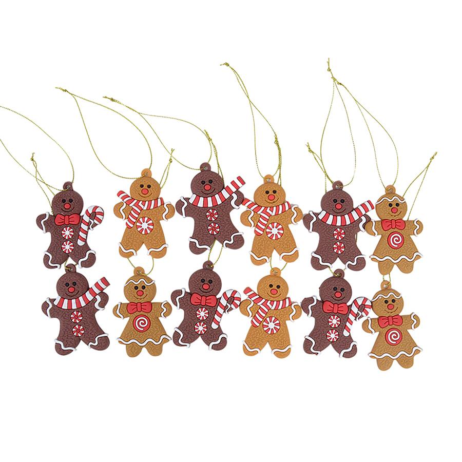 12Pcs/Set Christmas Decorations Gingerbread Man Pendants Christmas Tree Ornament Holiday Hanging New Year Gift Decor