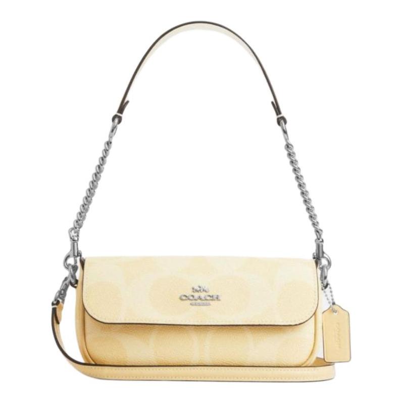 

COACH Hailey 20 Letter Logo Chain Strap Faux Leather Crossbody Shoulder Bag Small Women s Hay Yellow жовтий