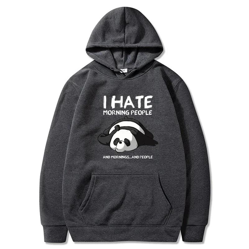 Lazy Panda I Hate Morning People Bedrukte Hoodie Dames Casual Mode Hoody Herfst Zacht Sweatshirt Harajuku Warme Sportkleding Heren