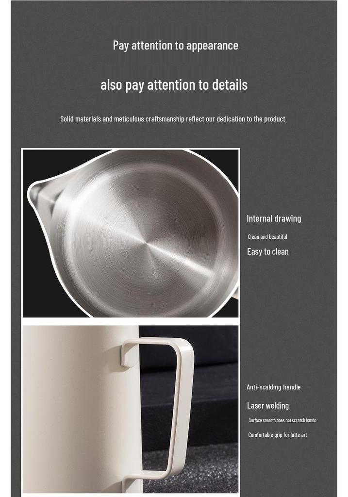 Stainless Steel Milk Frothing Latte Art Cup with Pointed Spout – Coffee & Tea Pot for Baristas