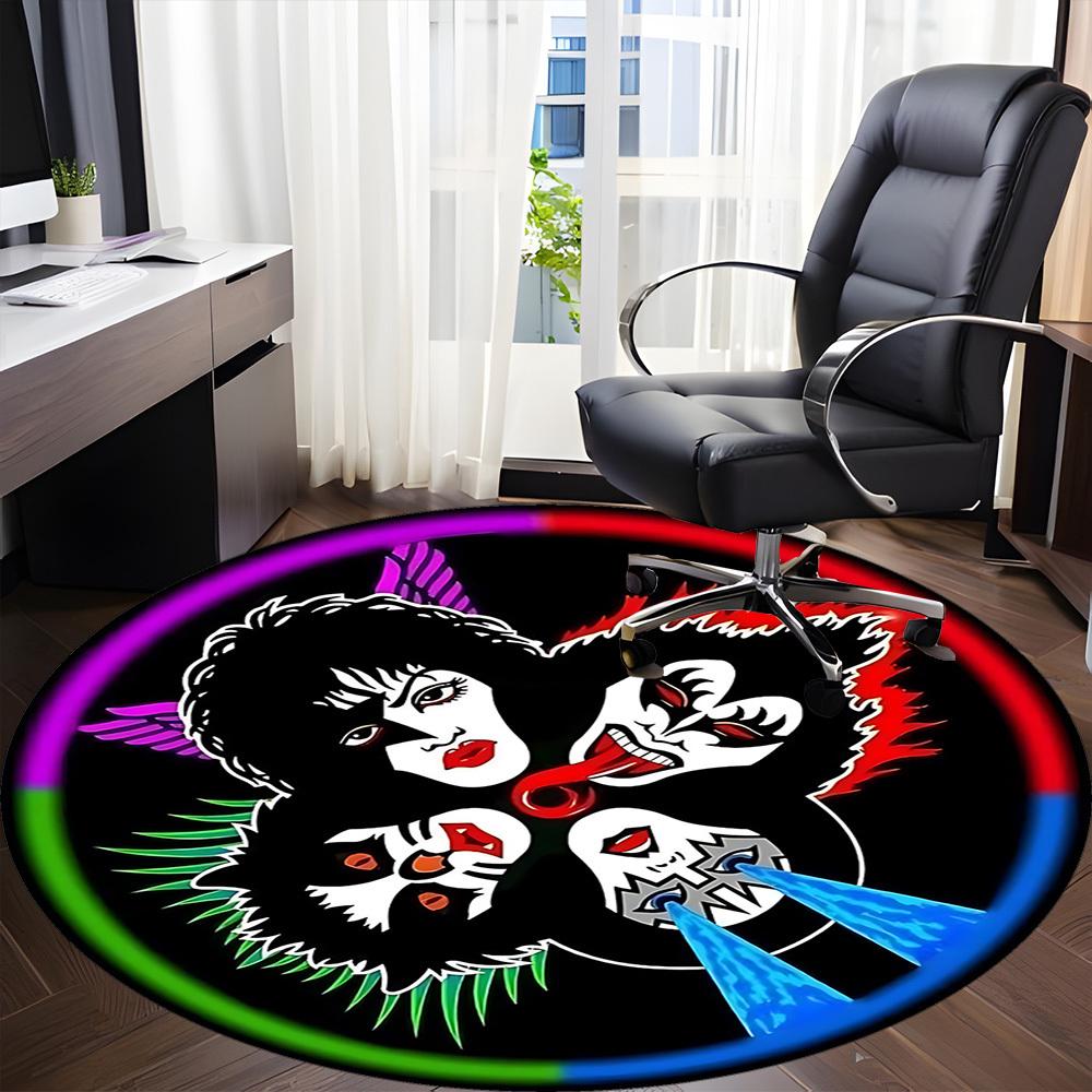 1pc KISS Band Office Round Area Rug, Under Office Chairs Bedroom Living Room Home Decor a1016261