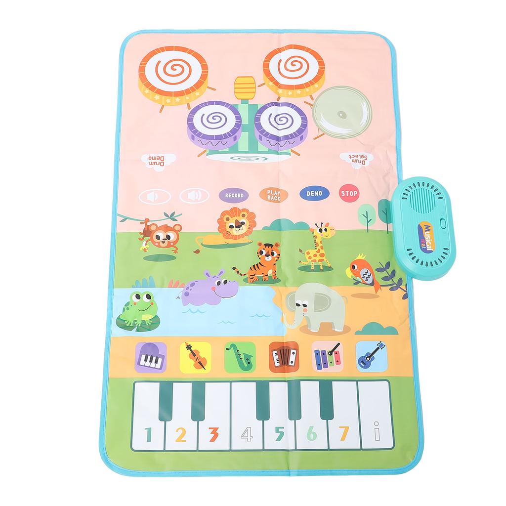 Toddler Musical Mat Touch Play Baby Piano Keyboard Drum Pad Toy with 2 Sticks for Boys Girls Early