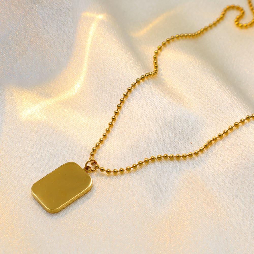 Stainless Steel Three-dimensional Rectangular Strip Laser Geometric Necklace Lettering Jewelry Simple and Versatile Pendant
