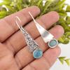 Blue Cat's Eye Gemstone Jewelry, 925 Sterling Silver Earrings, Bohemian Silver Earrings, Handmade Jewelry Gift For Women