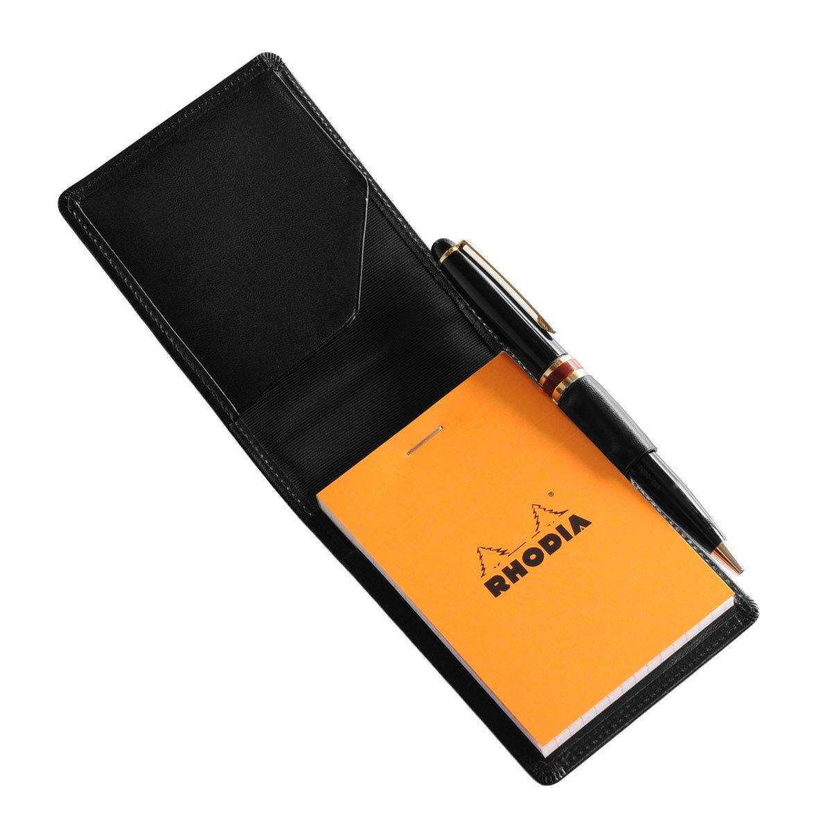 

Genuine Leather Rhodia Cover Memo Notepad A7 Tochigi Leather Vertical Made in Black [Jamale] No.11 Japan чорний