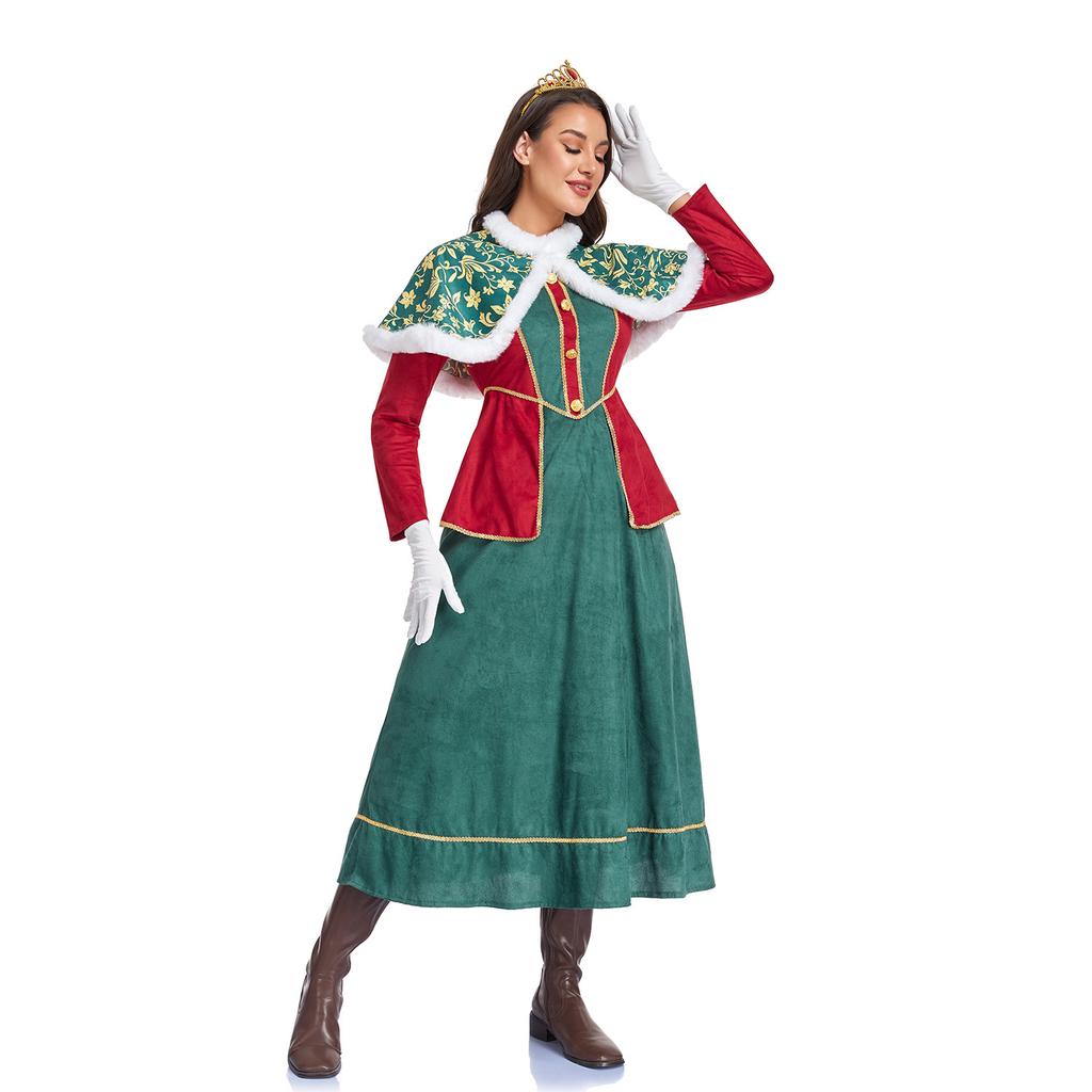 Halloween costume retro court style queen dress long dress performance costume medieval art European farm style