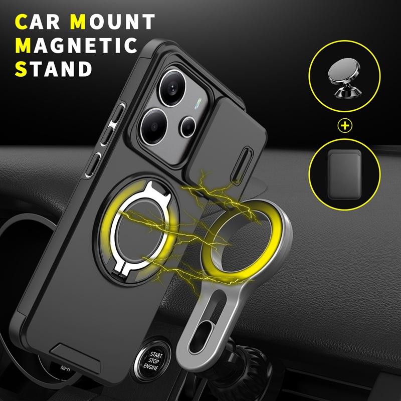For Xiaomi Redmi Note 14 4G Case Shockproof Armor Camera Protect Fundas For Redmy Note14 4G Car Holder Magnetic Ring Phone Cover