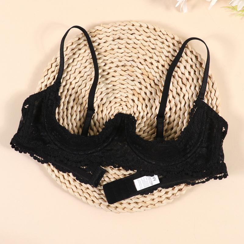 Sexy Lace Transparent Bra with Steel Ring for Women