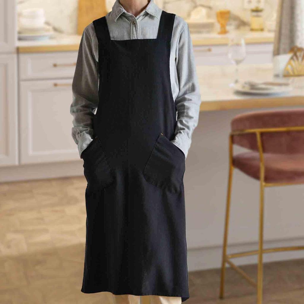 Workshop Apron Painting Apron 34.65inch with Front Pockets Extra Long Japanese for Welding Woman Man Painting