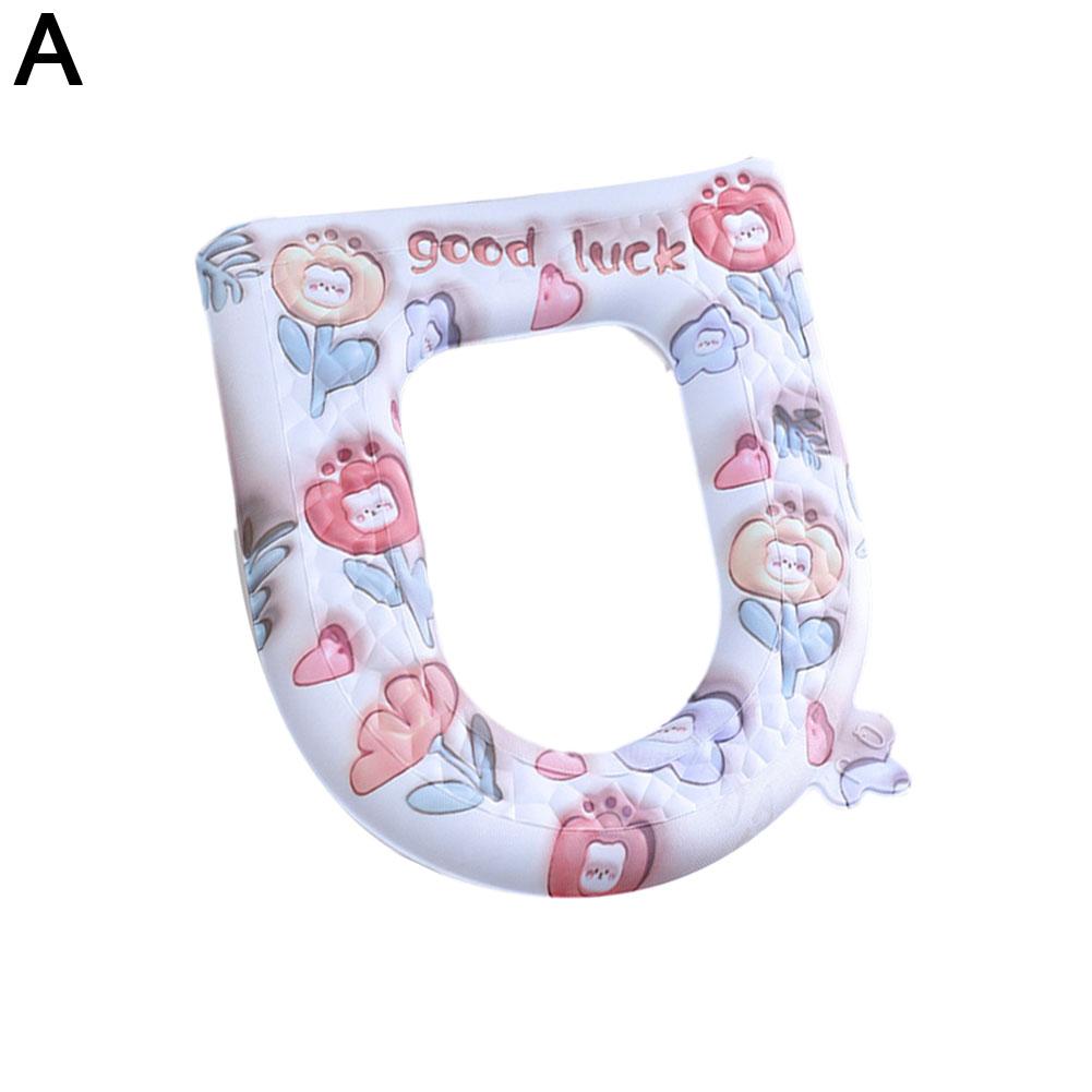 

High-looking Toilet Seat Waterproof Cartoon Pattern Hygienic All-Season Comfort Toilet Cover Bathroom Germ-Free Accessories