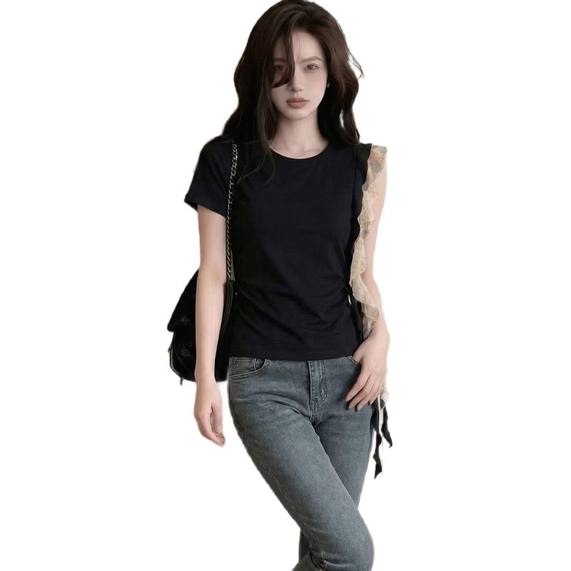 La Chapelle Women's Ruffle Short Sleeve T-Shirt