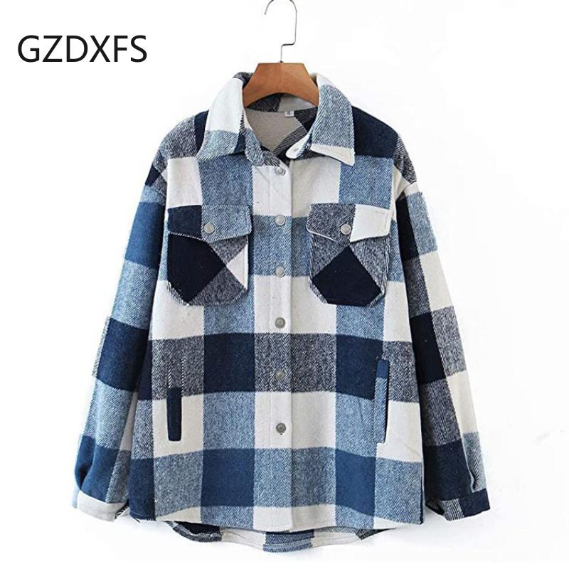 

Новая шерстяная клетчатая рубашка на пуговицах спереди с длинными рукавами XL синий