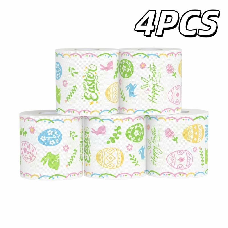 2/4/6pcs Easter Printed Toilet Paper Rolls, Fun Holiday Design 2-Ply Bathroom Tissue-Party Gift,Home Kitchen Bathroom Essential
