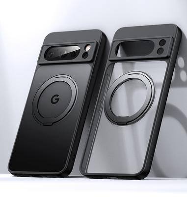 Husă magnetică pentru telefon pentru Google Pixel 9 8A 9 Pro XL Metal Suport suport rotativ 360° Husă de protecție transparentă, culoare originală