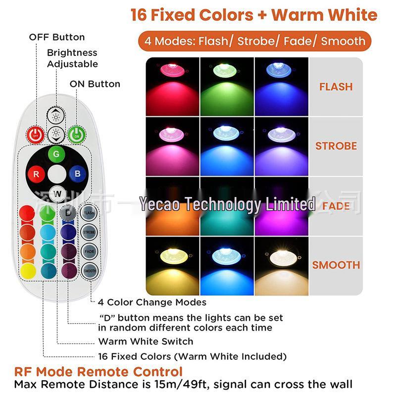 RGBW Outdoor Spotlight with Remote and Plug for Garden, Path, and Wall Lighting